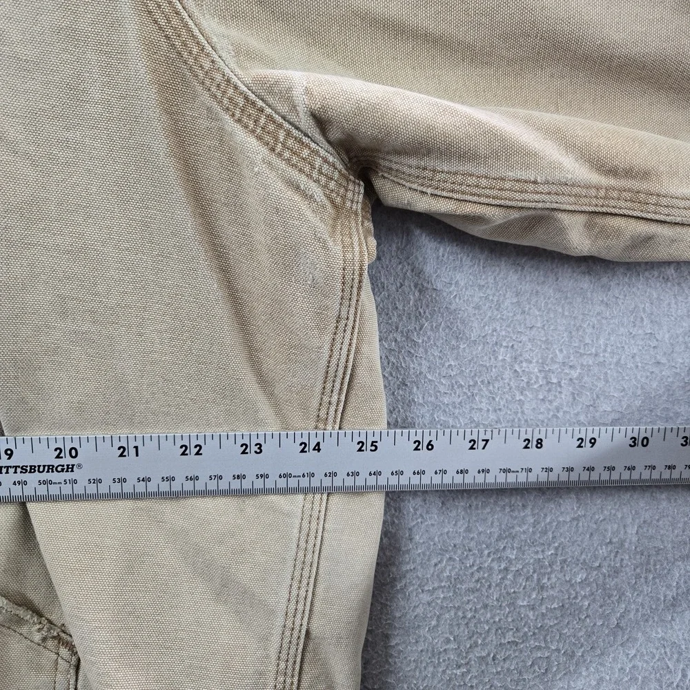 VINTAGE Carhartt Men Jacket L Tan Faded Distressed Made In USA J140 Duck